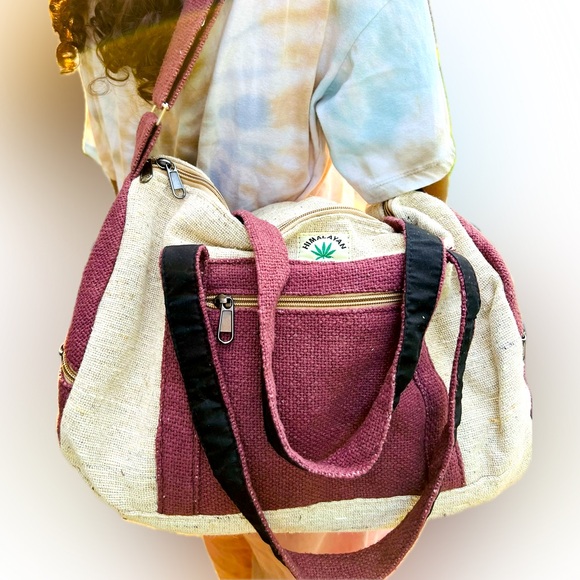 Pure Himalayan Hemp THC Free Duffel/Messenger/Gym Bag Made in Nepal - Picture 2 of 8